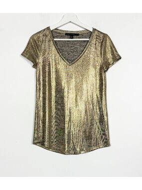 White House Black Market Top Tee Blouse Size XS Bronze Gold Black